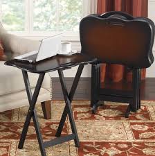 Snack Table Set Tv Tray Dinner Folding Tables 5 Piece With Stand Livingroom New Snack Table Set Snack Table Table Settings