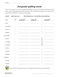 3rd Grade Spelling Words List 10 Of 36 3rd Grade Word Lists Worksheet Greatschools 4th Grade Spelling Words 5th Grade Spelling Words Grade Spelling