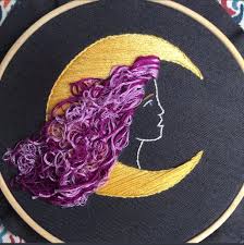 See a recent post on tumblr from @stardustembroiders about embroidery hoop. Experiment With Making Curly Hair Embroidery