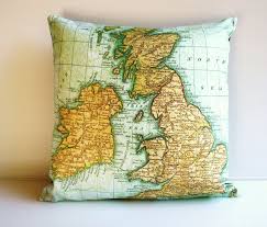 Vintage Map Decorative Pillow Cushion Cover Uk Map Pillow Organic Cotton Pillow 16 Inch 41cms Cushion Cover Map Pillow Organic Cotton Pillows Decorative Pillows
