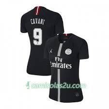 Camisolas De Futebol Paris Saint Germain Cavani 9 Jodan Preto Mulher Equipamento 3ª 2018 19 Manga Curta