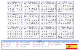 Spain 2019 Calendar With Holidays Printable Calendar 2019 Calendar Calendar