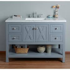 Vanity cabinet is wide open in the back to allow easy access of pumbing coming from the wall. Stufurhome Anabelle 48 In Grey Single Sink Bathroom Vanity With Marble Vanity Top And White Basin Hd 1527g 48 Cr The Home Depot