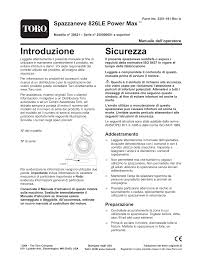 Toro power max 828le page #21: Toro Power Max 826 Le Snowthrower Manuale Utente Manualzz