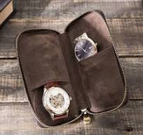 Genuine Leather Watch Pouch Bag Portable Watches Zipper Case Luxury Storage  Box | eBay