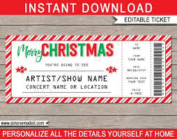 Christmas Concert Ticket Gift Surprise Concert Show Etsy In 2020 Concert Ticket Gift Concert Ticket Template Printable Gift Certificate