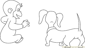 You can actually allow your kid to use paint to color the picture to keep things authentic. Curious George With Dog Coloring Page For Kids Free Curious George Printable Coloring Pages Online For Kids Coloringpages101 Com Coloring Pages For Kids