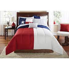 N2 8 Piece Blue Red White American Themed Comforter Queen Set Patriotic Texas Bedding Texan Flag Pattern Patriot Color Bedding Sets Comforter Sets Bed In A Bag