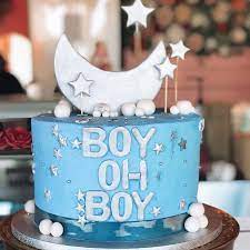 Babyshower cake edibleart edibles carloslischetti. Baby Blue Baby Shower Stars And Moon Cake Miss Cake