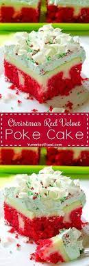 Use the flavor colors for specific holidays. Christmas Red Velvet Poke Cake Recipe Holiday Desserts Yummy Cakes Holiday Baking