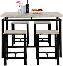 Find the perfect home furnishings at hayneedle, where you can buy online while you explore our room designs and curated looks for tips, ideas & inspiration to help you along the way. Wood Dining Table Set For 4 Black Height 34 7 Mieres 5 Pieces Kitchen Table Set Wood Elegant Pub Height Table Kitchen Dining Table Set For Kitchen Living Room Occasions Dining Room Bar Handmade Products Accessories