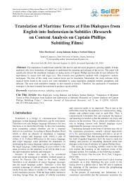 The list of ship stations and maritime mobile service identity assignments (list v) is a service publication prepared and issued, once a year, by the international telecommunication union (itu), in accordance with provision no. Pdf Translation Of Maritime Terms At Film Dialogues From English Into Indonesian In Subtitles Research On Content Analysis On Captain Phillips Subtitling Films