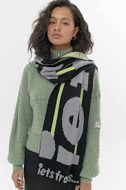 Iets Frans Monochrome Slogan Scarf Urban Outfitters Uk