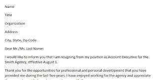 samples of resignation letters: sample of resignation letter