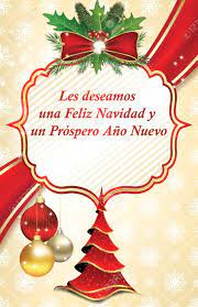 Wish You Happy New Year In Spanish Christmas And New Year Greeting Card In Spanish Language We Wish You Merry Christmas And A Happy New Year Custom Size Of A Printable Postcard Print Colors Used Stock Photo Picture And