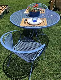Vintage Wrought Iron Painted Set Patio Furniture Makeover Wrought Iron Outdoor Furniture Colorful Outdoor Furniture