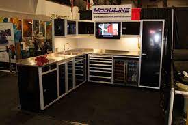 It's a proper storage to manage all your things in office and home. From The Barrett Jackson Auction These Moduline Cabinets Show You Can Build In Refrigerators Sinks Tv S Built In Refrigerator Garage Cabinets Garage Design