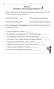 Declarative, exclamatory, imperative, and interrogatory. Declarative And Interrogative Sentences Online Worksheet For Grade 4