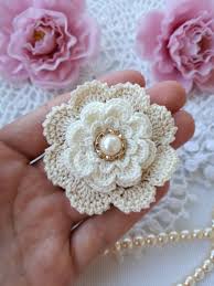 Dompet kering di akhir bulan bikin kamu nggak. Crochet Flower Cream Flower Flower For Headband Scrap Crochet Flower Patterns Crochet Flowers Crochet Puff Flower