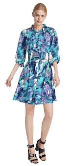 tropical leaves young fast fashion shine purple foil 数码印花花型 女装花型设计 瓦栏 long sleeve dress dresses with sleeves dresses