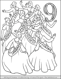 The twelve days of christmas coloring page 'in.vo thrtle doves. Ninth Day Of Christmas Ladies Dancing Coloring Page The Catholic Kid Catholic Coloring Pages And Games For Children