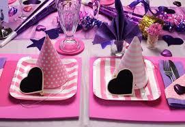 This fun pink decoration set comes with pink and white traditional balloons, a. Pink And Purple Birthday Party Table Setting Stock Image Image Of Sign Hats 31036463