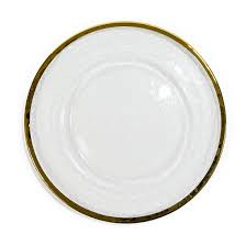 Tableware for weddings, formal events. Linentablecloth Gold Rimmed Round Glass Charger Plate 4 Pack