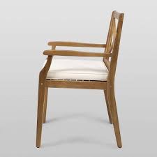 Perla 2pk Acacia Wood Dining Chair Teak Cream Christopher Knight Home Wood Dining Chairs Patio Dining Chairs Wood Patio
