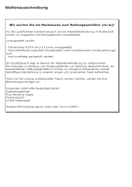 Ich stehe jetzt kurz vor meinem schulabschluss und möchte mich. Bewerbung Rettungssanitater Ausbildung Sofort Download