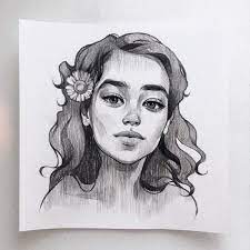 Black Pencil Sketch On White Background Cool Drawing Ideas Woman With Short Wavy Hair Drawings What To Draw Drawing People