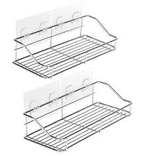 No Drilling Adhesive Shower Caddy Ejoyous Bathroom Kitchen Shelf Organizer With 5 Strong St Wall Mounted Kitchen Storage Shower Caddy Storage Bathroom Storage