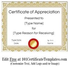 In this case, all you'd have to do is download the template and fill in the relevant information. Free Printable Certificate Of Appreciation Template Customize Online