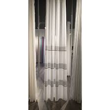 Lightweight and stylish, each panel is easy to hang. Modern Hortizontal Crochet Textured Curtain Faux Linen 84 In X 52 In White Black Rona