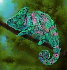 Swirling Animal Illustrations Blend Reality With Abstraction Chameleon Art Abstract Animals Animal Illustration