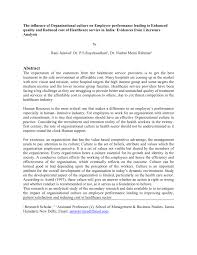The three dimensions of organizational culture explain 41.6 percent of the variance. Pdf The Influence Of Organizational Culture On Employee Performance Leading To Enhanced Quality And Reduced Cost Of Healthcare Service In India Evidences From Literature Analysis