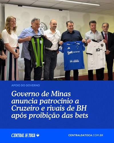 PATROC&Iacute;NIO DO GOVERNO | O Governo de Minas Gerais anunciou, nesta ter&ccedil;a-feira (29), um pacote de patroc&iacute;nios de R$ 32 milh&otilde;es para Atl&eacute;tico, Cruzeiro e Am&eacute;rica. O aporte ser&aacute; realizado pela Cemig