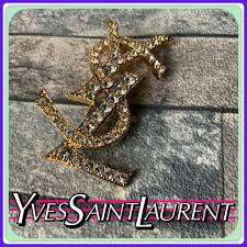 ysl logo brooch