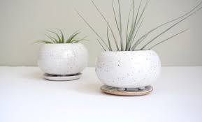 Zen Planter With Water Catcher Speckled White Etsy Zen Planter Planters Zen Meditation