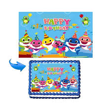 Baby Shark Happy Birthday Edible Cake Topper Sugar Frosting Sheet Walmart Com