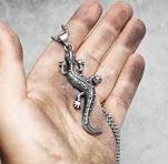 Gecko Lizard Necklaces 316L Stainless Steel Retro Men Pendants Chain Rock  Punk Party for Friend Male Jewelry Amulet Best Gift
