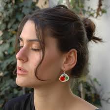 Marbled Ceramic Dangle Earrings, Sterling Silver Hooks