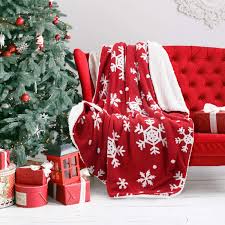Beautiful christmas tree throw blankets. Amazon Com Bedsure Christmas Snowflake Sherpa Fleece Throw Blanket Red And White Holiday Blanket 50x60 Inches Fuzzy Warm Throws For Winter Bedding Couch Sofa And Gift Home Kitchen