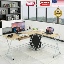 L Shaped Corner Computer Desk Office Gaming Table Laptop Study Workstation White Affilink Desk Desksetup Corner Computer Desk Office Computer Desk Pc Desk