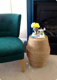 Rope Stool And Side Table Looks Like 2 Large Clay Planters With Sisal Rope Hot Glue Gunned On Yes Was Right Found Di Knock Off Decor Decor Diy