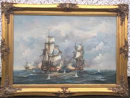It was commissioned by king george iv as a part of a series of works to decorate three state reception rooms in st james's palace and link the hanoverian dynasty with military success. Antiques Atlas Huge Oil Painting The Battle Of Trafalgar 44 X 32