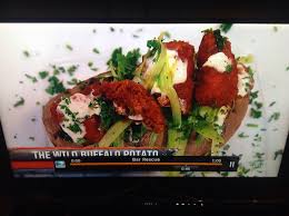 Wild Buffalo Potato Saw This On Bar Rescue Show 1 Large Russet Potato Ranch Or Blue Cheese Celery Crispy Buffalo Boneless Bit Recipes Food Cooking Recipes