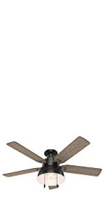 The industrial design comes with reversible blades, so you can choose a soft wood tone for a gentle appearance or a metallic tone that gives. Hunter Cassius Indoor Outdoor Ceiling Fan With Pull Chain Control 52 Matte Black Amazon Com
