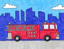 Two circles one on another are used to show. How To Draw A Fire Truck Art Projects For Kids