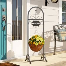 Check spelling or type a new query. Fleur De Lis Living Lowestoft Outdoor Decorative Welcome Sign With Hanging Basket Planter Stand Reviews Wayfair
