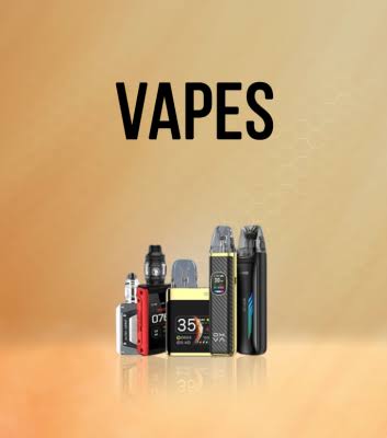 Collection of popular pod devices and vape mods on a beige background VapeFeat vape collection